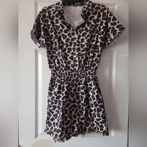 Womens Leopard Print Romper Size S - NEW